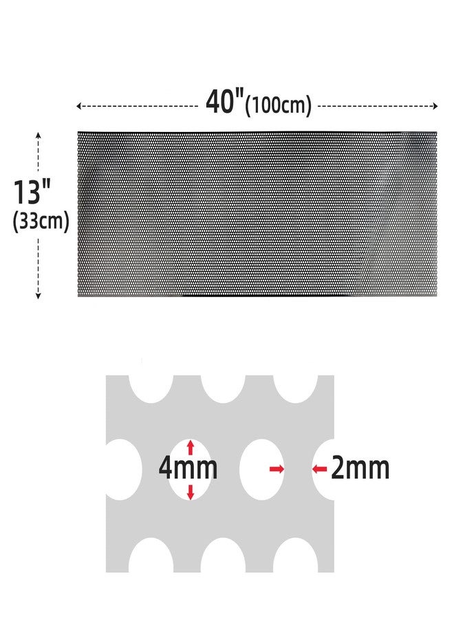 AggAuto Universal 40"x13" Car Grill Mesh - Aluminum Alloy Automotive Grille Insert Bumper Perforated Metal Sheet Round Hole 4mm, One of the Most Multifunctional Shape Grids 100x33cm Black - Image 2